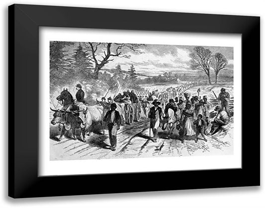 The Effects of the Proclamation: Freed Negroes Coming into Our Lines at Newbern, North Carolina 28x22 Black Modern Wood Framed Art Print Poster