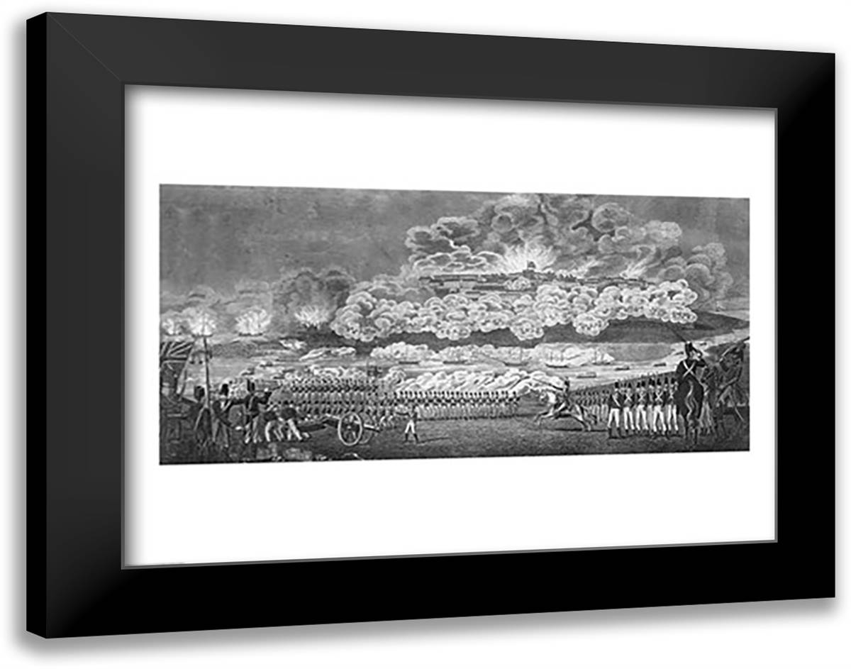 Representation of the Capture of the City of Washington 28x22 Black Modern Wood Framed Art Print Poster