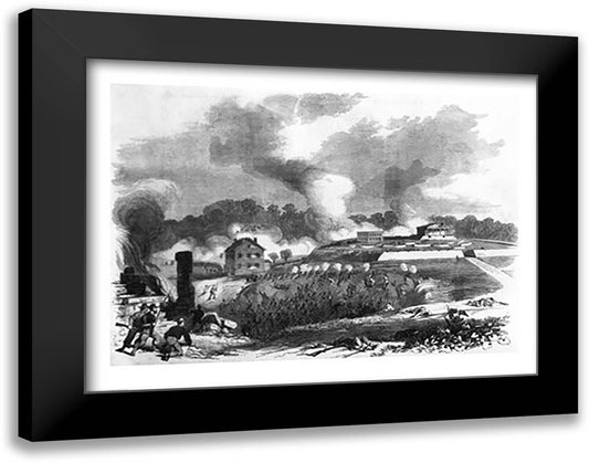 The Battle of Lexington 28x22 Black Modern Wood Framed Art Print Poster