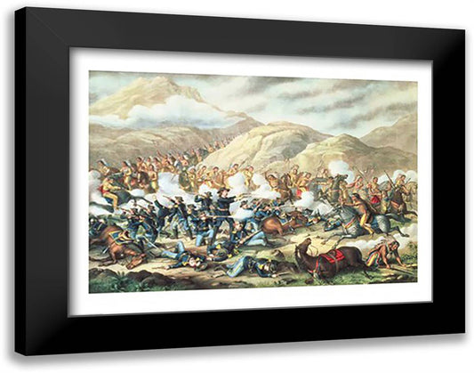 The Battle of Little Big Horn, June 25th 1876 28x22 Black Modern Wood Framed Art Print Poster