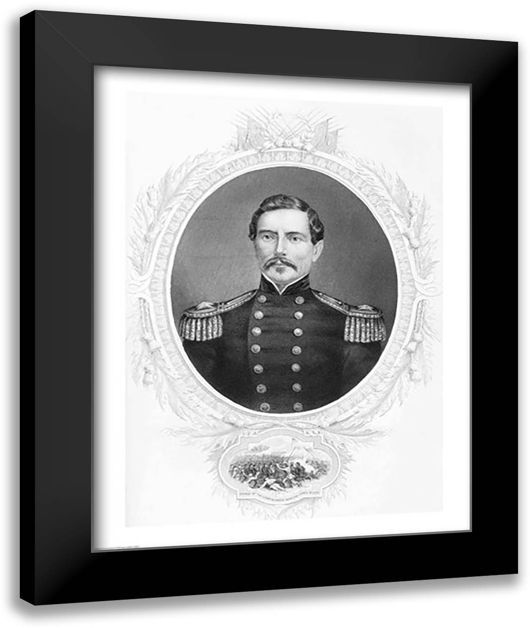 General Pierre Gustave Toutant Beauregard 22x28 Black Modern Wood Framed Art Print Poster
