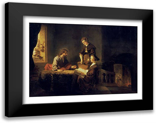 Christ in the House of Martha and Mary 28x22 Black Modern Wood Framed Art Print Poster by Rembrandt