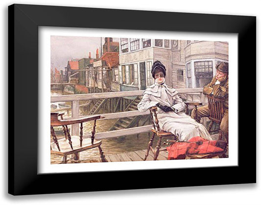 Waiting for the Ferry, c.1878 28x22 Black Modern Wood Framed Art Print Poster by Tissot, James