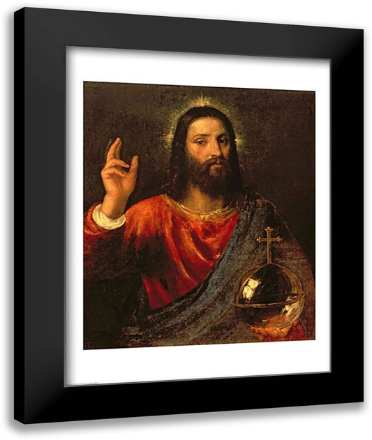 Christ Saviour 22x28 Black Modern Wood Framed Art Print Poster by Titian