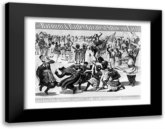 Poster advertising, 'The Barnum and Bailey Greatest Show on Earth 28x22 Black Modern Wood Framed Art Print Poster