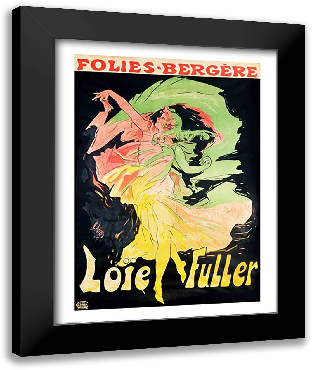 Folies Bergeres: Loie Fuller, France, 1897 22x28 Black Modern Wood Framed Art Print Poster by Cheret, Jules