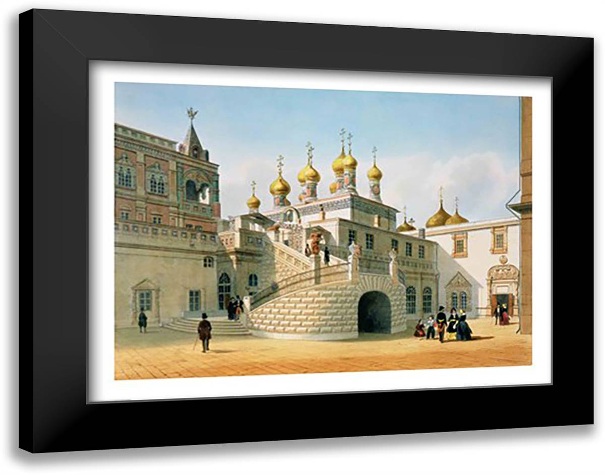 View of the Boyar Palace in the Moscow Kremlin 28x22 Black Modern Wood Framed Art Print Poster by Benoist, P.H.