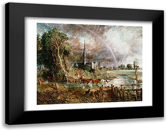 Salisbury Cathedral From the Meadows, 1831 28x22 Black Modern Wood Framed Art Print Poster by Constable, John