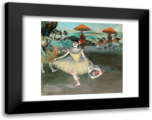Dancer with bouquet, curtseying, 1877 28x22 Black Modern Wood Framed Art Print Poster by Degas, Edgar