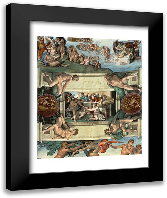 Sistine Chapel Ceiling (1508-12): The Sacrifice of Noah, 1508-10 22x28 Black Modern Wood Framed Art Print Poster by Michelangelo