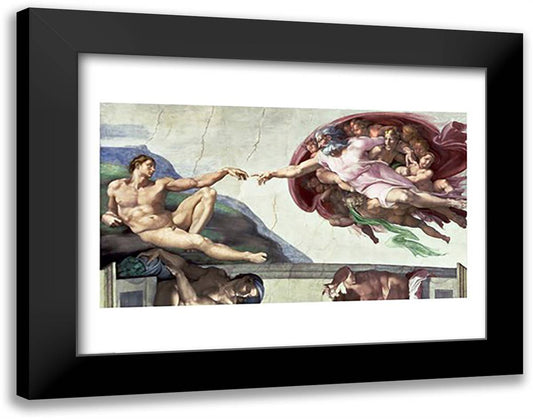 Sistine Chapel Ceiling (1508-12): The Creation of Adam, 1511-12 28x22 Black Modern Wood Framed Art Print Poster by Michelangelo