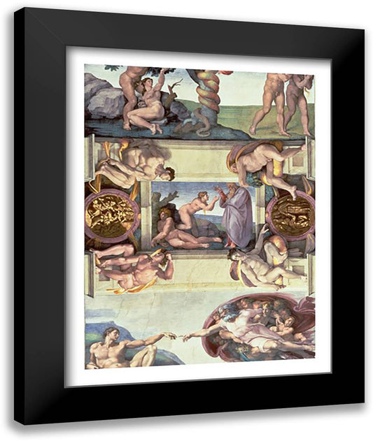 Sistine Chapel Ceiling (1508-12): The Creation of Eve, 1510 22x28 Black Modern Wood Framed Art Print Poster by Michelangelo