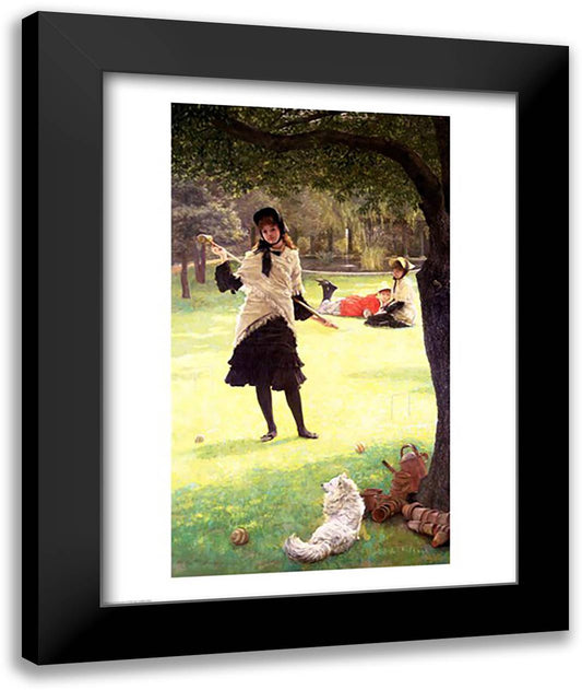Croquet 22x28 Black Modern Wood Framed Art Print Poster by Tissot, James