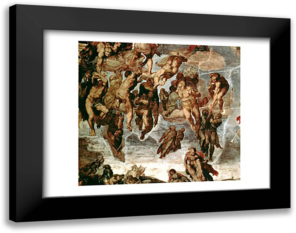 The Righteous Drawn up to Heaven, detail from 'The Last Judgement', in the Sistine Chapel, c.1508-12 28x22 Black Modern Wood Framed Art Print Poster by Michelangelo