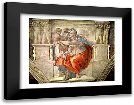 Sistine Chapel Ceiling: Delphic Sibyl 28x22 Black Modern Wood Framed Art Print Poster by Michelangelo