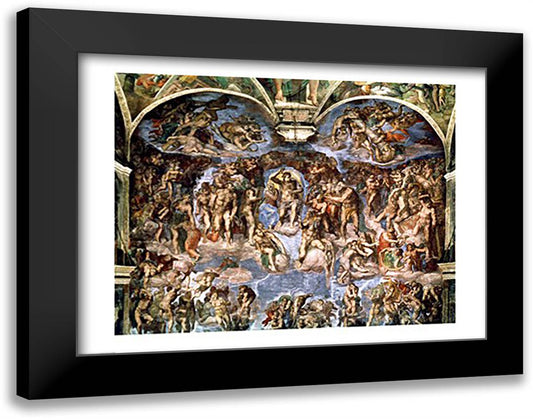 Last Judgement, from the Sistine Chapel, 1538-41 28x22 Black Modern Wood Framed Art Print Poster by Michelangelo