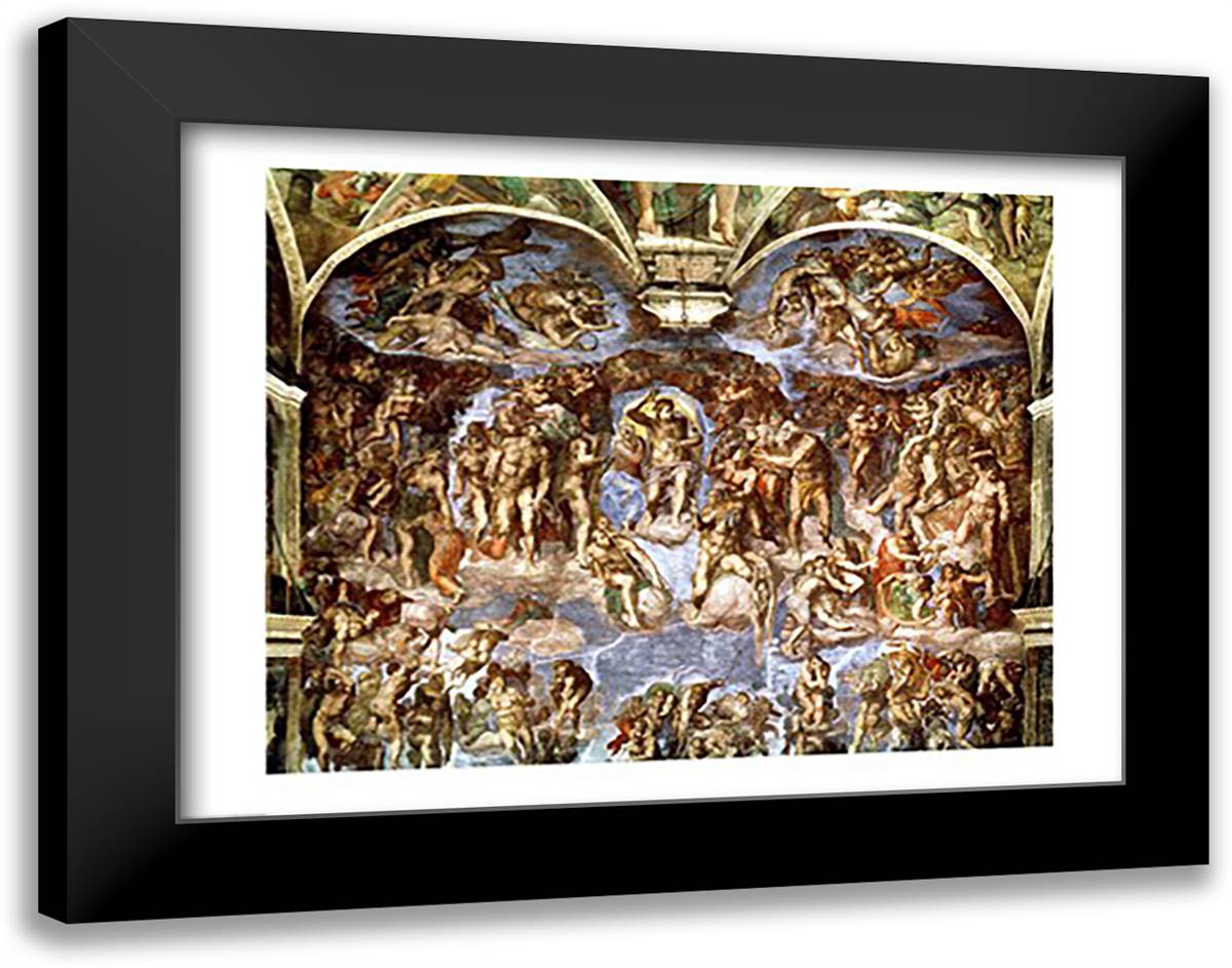 Sistine Chapel: The Last Judgement, 1538-41 28x22 Black Modern Wood Framed Art Print Poster by Michelangelo