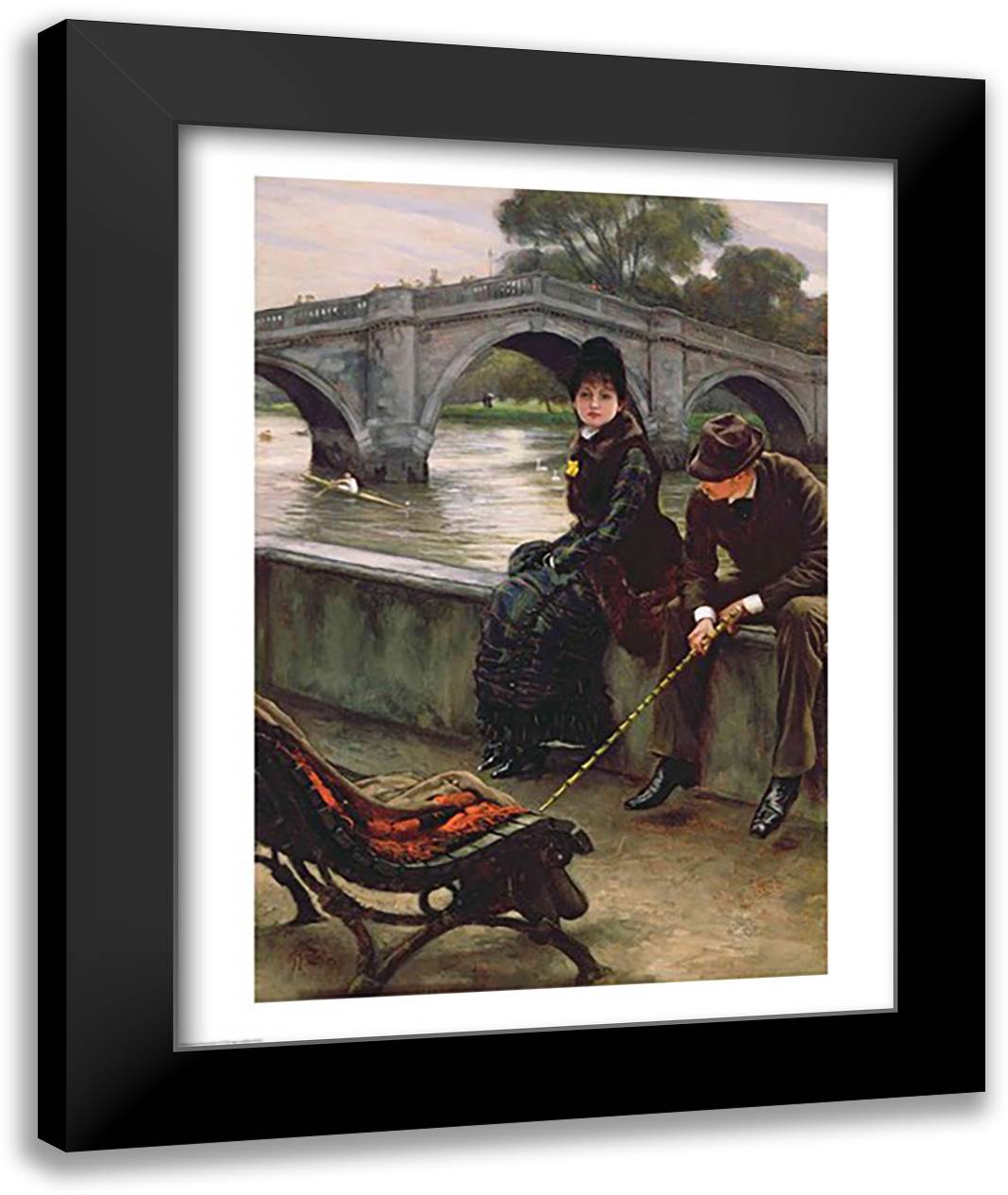 Richmond Bridge, c.1878 22x28 Black Modern Wood Framed Art Print Poster by Tissot, James