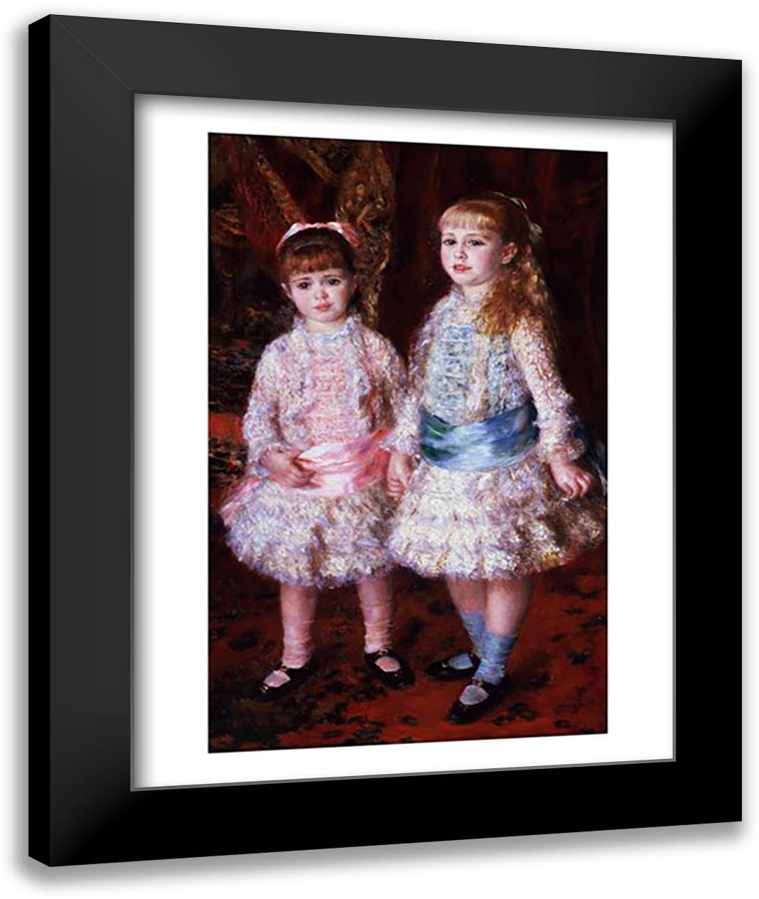 The Cahen d'Anvers Girls 22x28 Black Modern Wood Framed Art Print Poster by Renoir, Pierre-Auguste