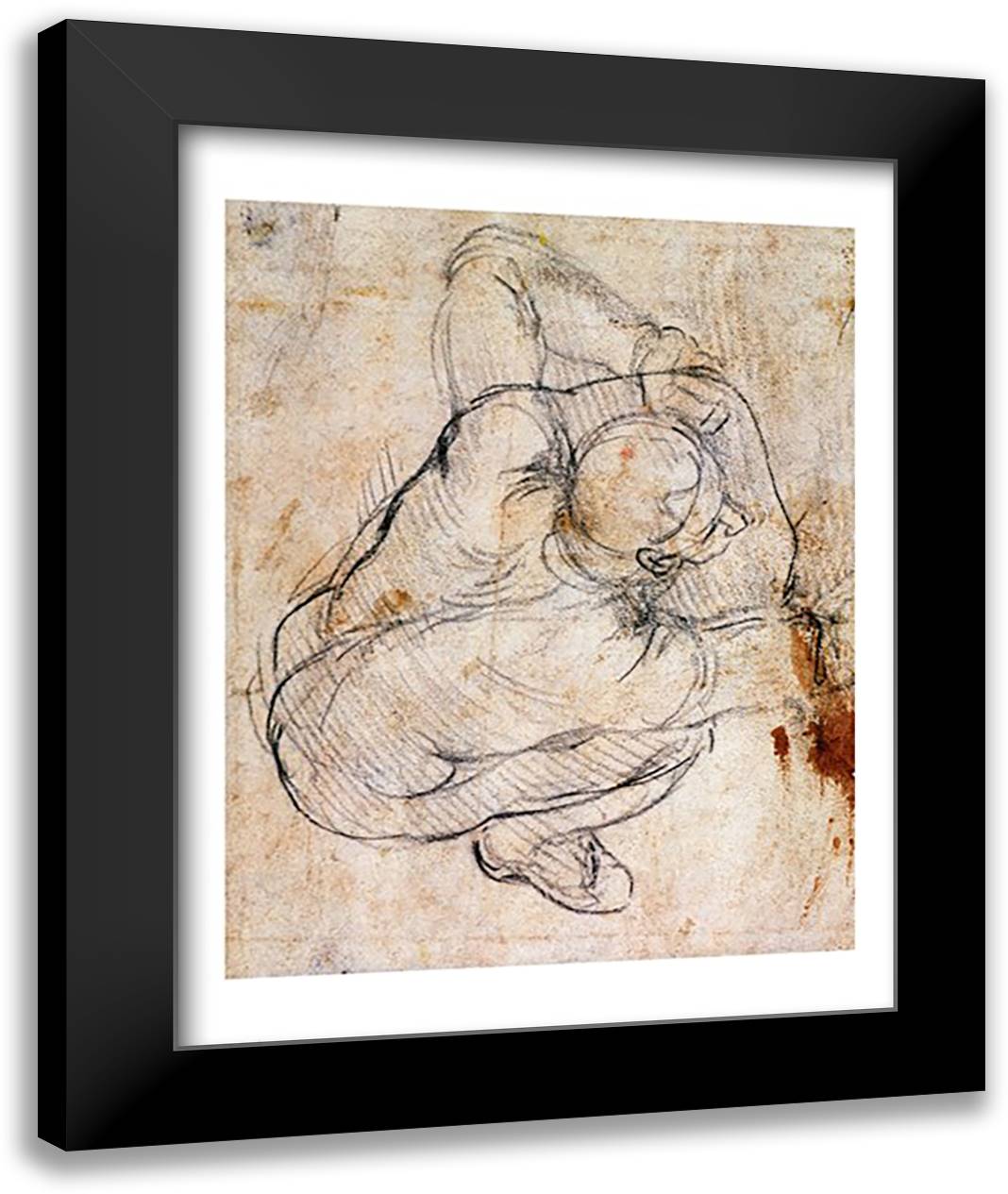 Study for the Last Judgement 22x28 Black Modern Wood Framed Art Print Poster by Michelangelo