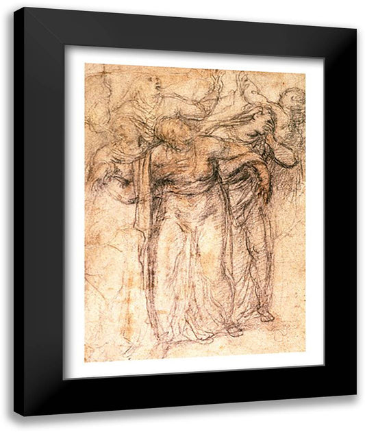Study of Mourning Women 22x28 Black Modern Wood Framed Art Print Poster by Michelangelo