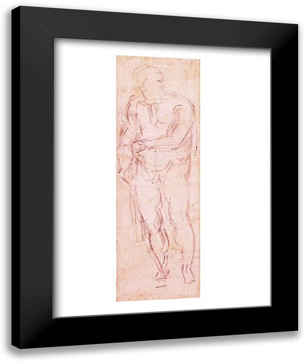 Study for Adam in 'The Expulsion', 1508-12 22x28 Black Modern Wood Framed Art Print Poster by Michelangelo