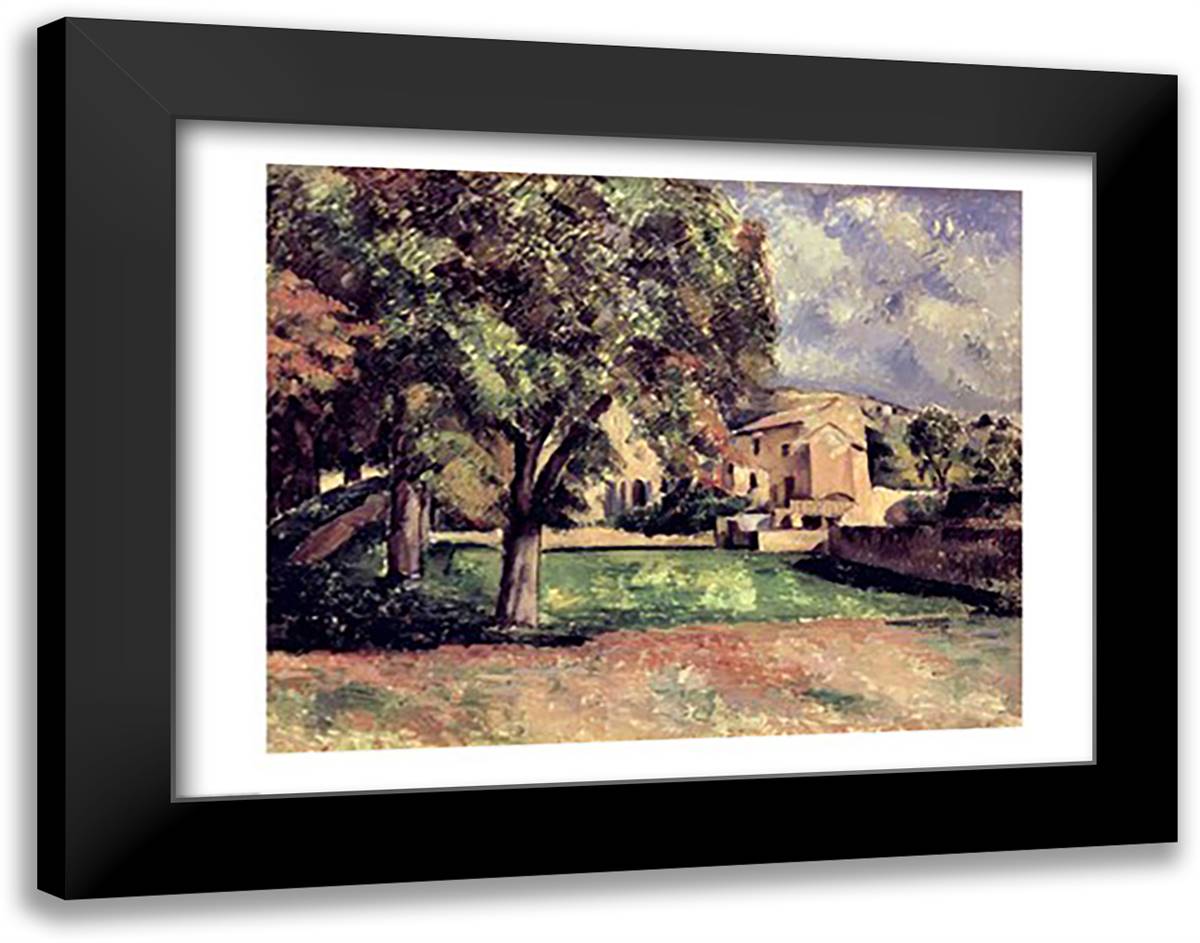 Trees in a Park, Jas de Bouffan, 1885-87 28x22 Black Modern Wood Framed Art Print Poster by Cezanne, Paul