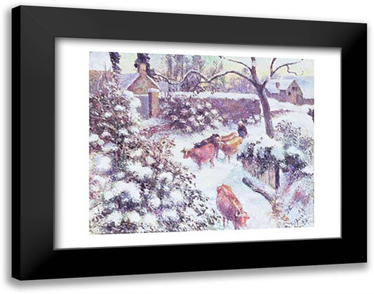 Effet de Neige a Montfoucault, 1882 28x22 Black Modern Wood Framed Art Print Poster by Pissarro, Camille