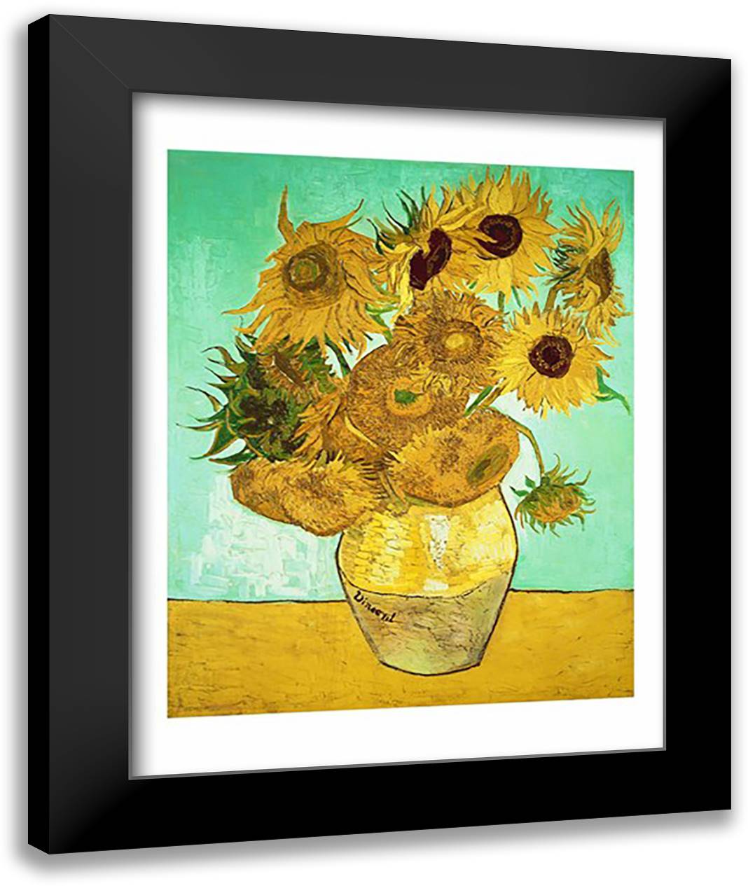 Sunflowers, 1888 22x28 Black Modern Wood Framed Art Print Poster by Van Gogh, Vincent