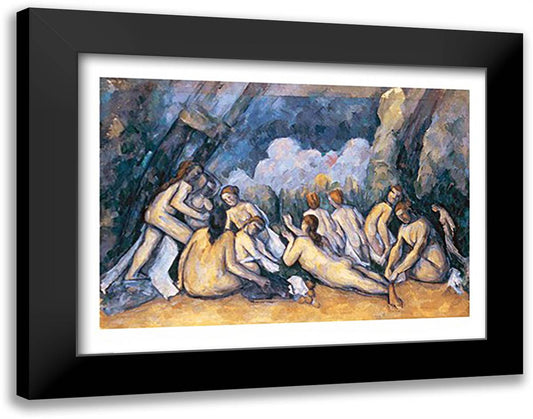 The Large Bathers 28x22 Black Modern Wood Framed Art Print Poster by Cezanne, Paul