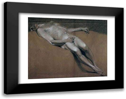 Study of a recumbent male nude 28x22 Black Modern Wood Framed Art Print Poster by Constable, John