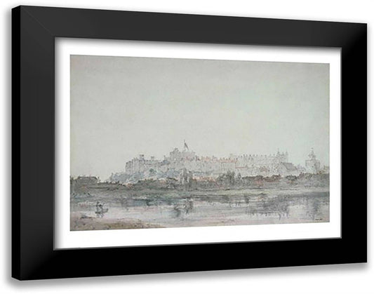 Windsor Castle from the River, 19th century 28x22 Black Modern Wood Framed Art Print Poster by Constable, John