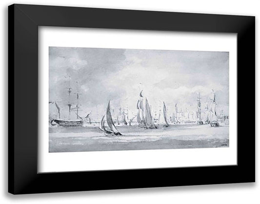 Shipping in the Thames 28x22 Black Modern Wood Framed Art Print Poster by Constable, John