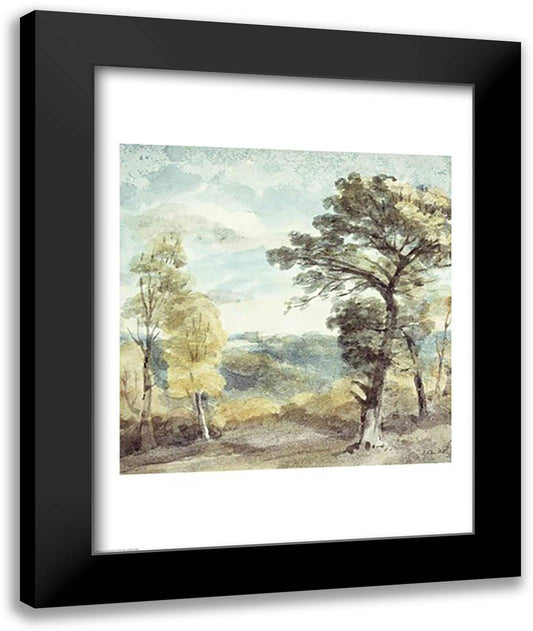 Landscape with Trees and a Distant Mansion 22x28 Black Modern Wood Framed Art Print Poster by Constable, John