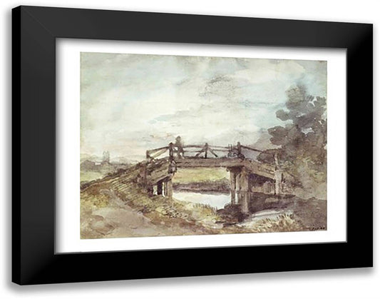 A Bridge Over the Stour 28x22 Black Modern Wood Framed Art Print Poster by Constable, John