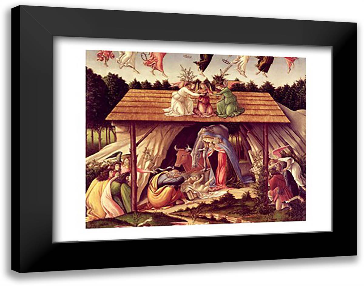 Mystic Nativity, 1500 28x22 Black Modern Wood Framed Art Print Poster by Botticelli, Sandro