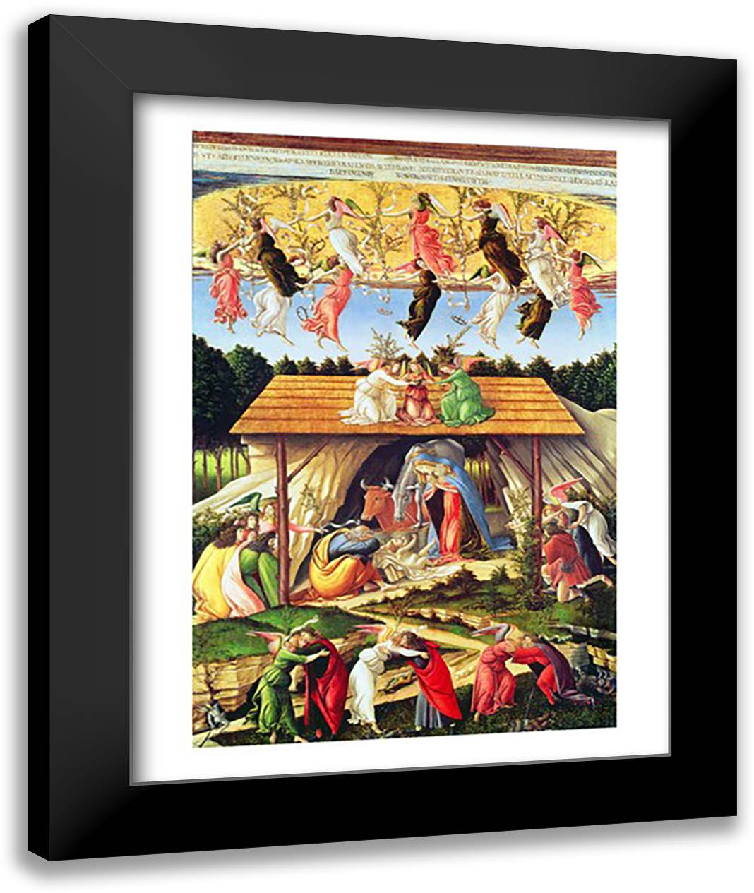 Mystic Nativity, 1500 22x28 Black Modern Wood Framed Art Print Poster by Botticelli, Sandro