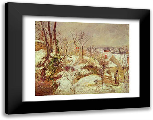 Snow Scene 28x22 Black Modern Wood Framed Art Print Poster by Pissarro, Camille