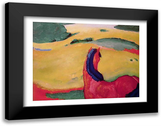 Horse in a landscape, 1910 28x22 Black Modern Wood Framed Art Print Poster by Marc, Franz