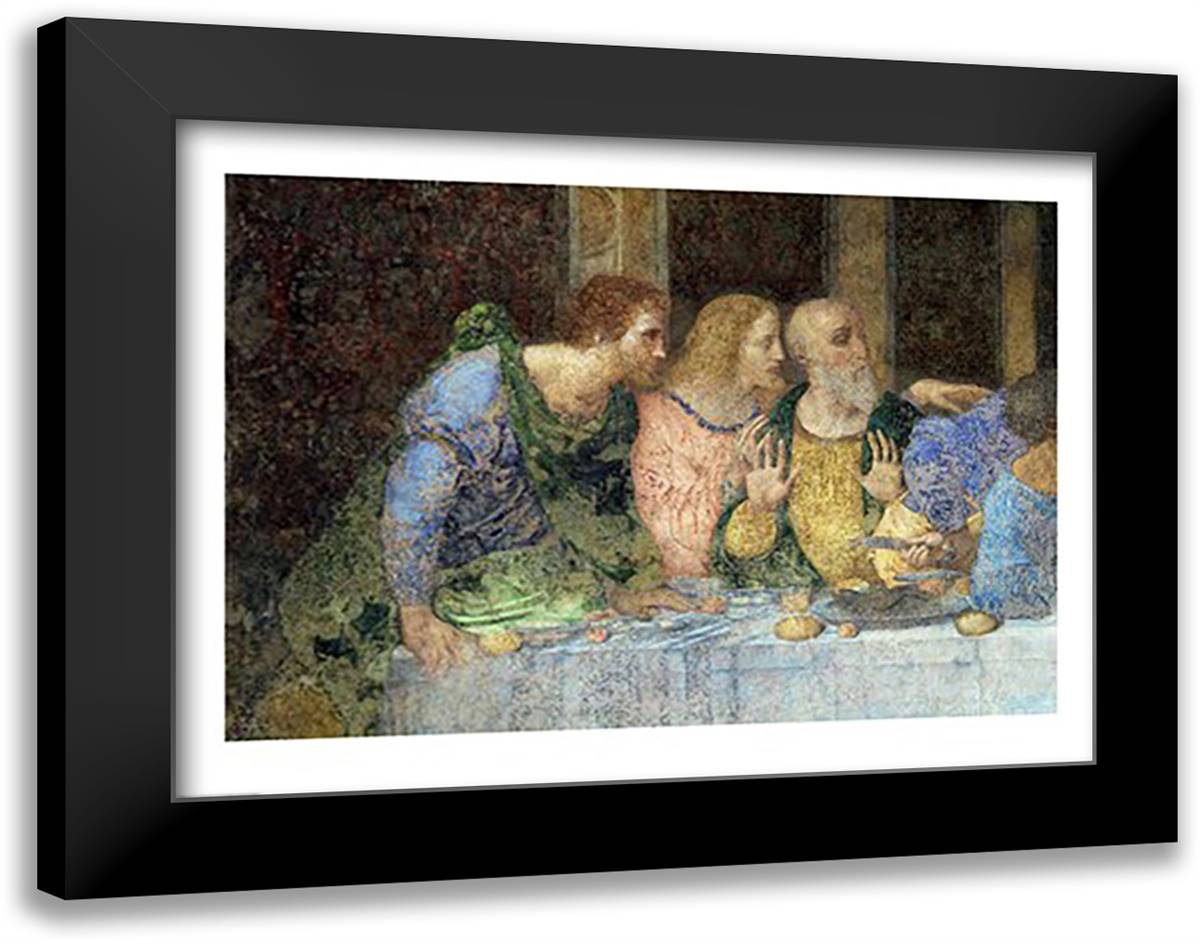The Last Supper, (post restoration) 28x22 Black Modern Wood Framed Art Print Poster by da Vinci, Leonardo