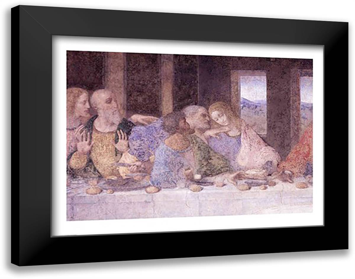 The Last Supper, (post restoration) 28x22 Black Modern Wood Framed Art Print Poster by da Vinci, Leonardo