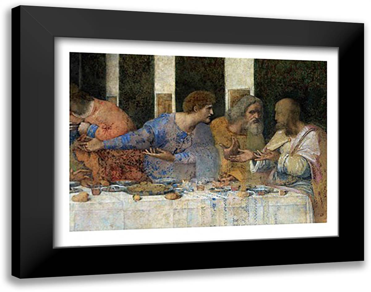 The Last Supper, (post restoration) 28x22 Black Modern Wood Framed Art Print Poster by da Vinci, Leonardo