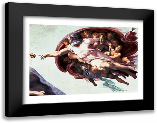 Sistine Chapel Ceiling: Creation of Adam, 1510 28x22 Black Modern Wood Framed Art Print Poster by Michelangelo