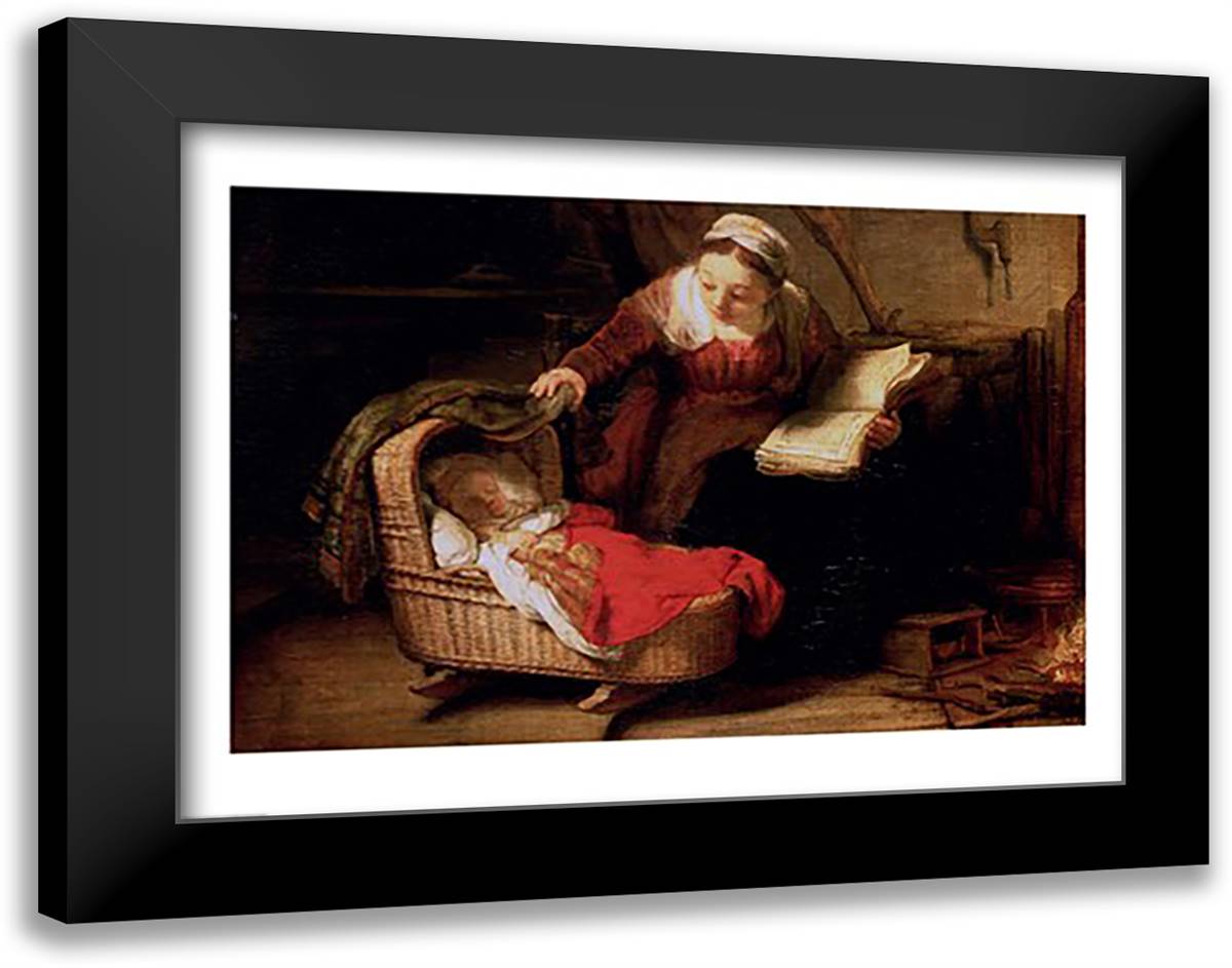 The Holy Family, c.1645 28x22 Black Modern Wood Framed Art Print Poster by Rembrandt