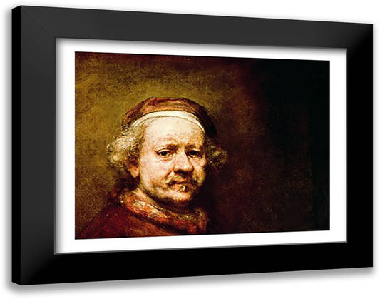 Self Portrait in at the Age of 63, 1669 28x22 Black Modern Wood Framed Art Print Poster by Rembrandt