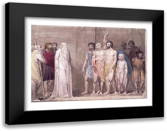 St. Gregory and the British Captives 28x22 Black Modern Wood Framed Art Print Poster by Blake, William