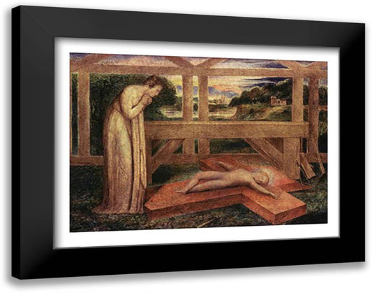 The Christ Child asleep on a Cross, c.1799-1800 28x22 Black Modern Wood Framed Art Print Poster by Blake, William