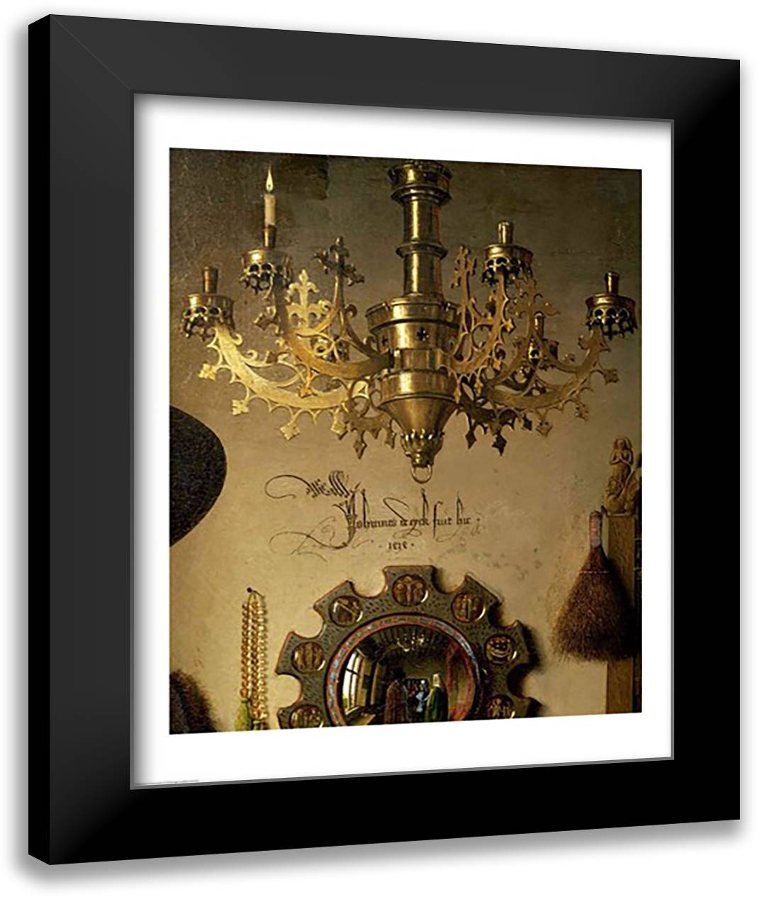 The Arnolfini Marriage, detail 22x28 Black Modern Wood Framed Art Print Poster by Eyck, Jan Van