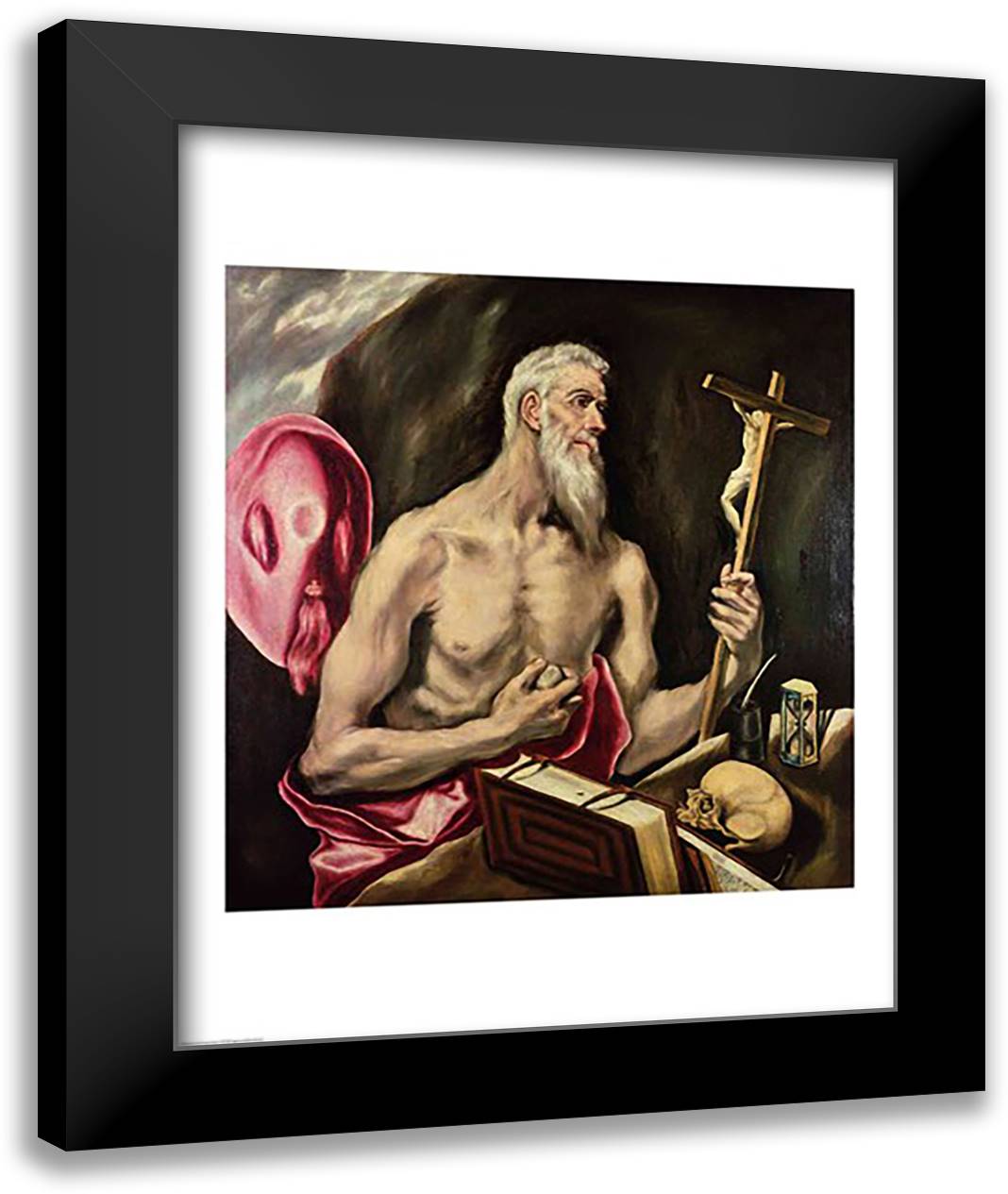 St. Jerome 22x28 Black Modern Wood Framed Art Print Poster by El Greco