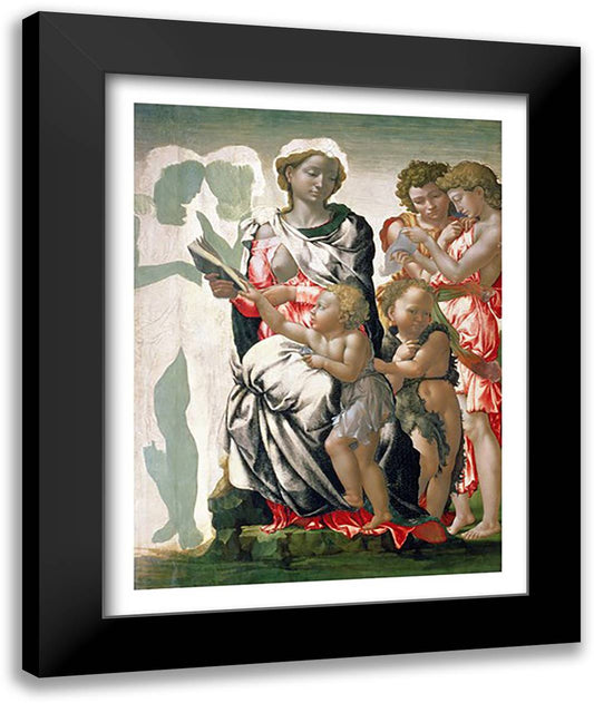 Madonna and Child with St. John, c.1495 22x28 Black Modern Wood Framed Art Print Poster by Michelangelo